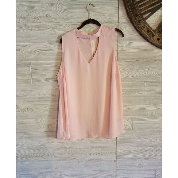 Torrid Georgette Goddess Tank Top SZ 2XL Halter High Neck Keyhole Blush Shirt - Picture 1 of 4